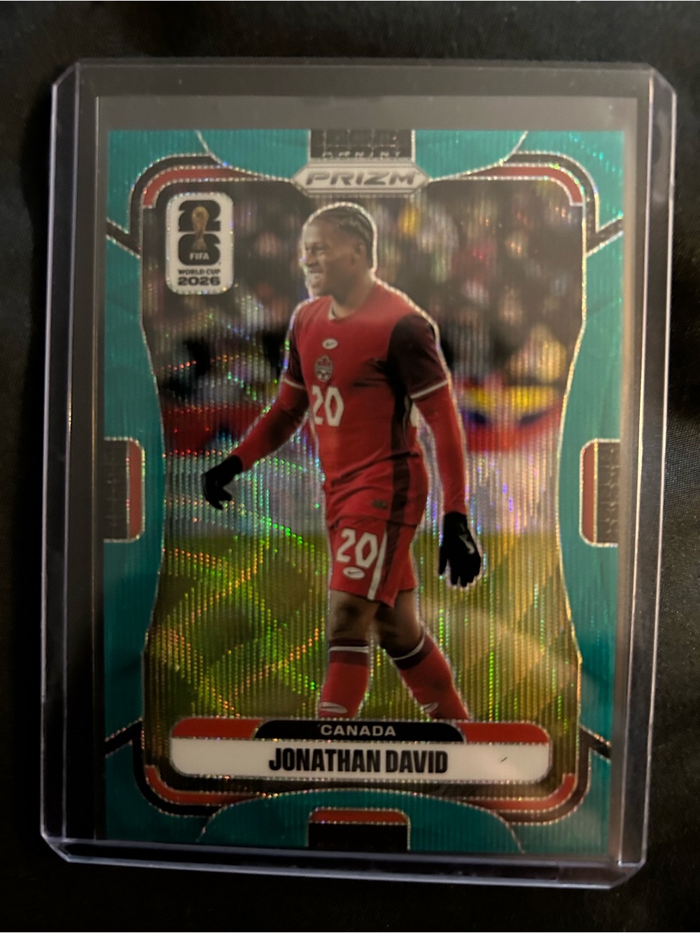 Jonathan David Canada Soccer Trading Card - Teal/Red Prizm 48/99